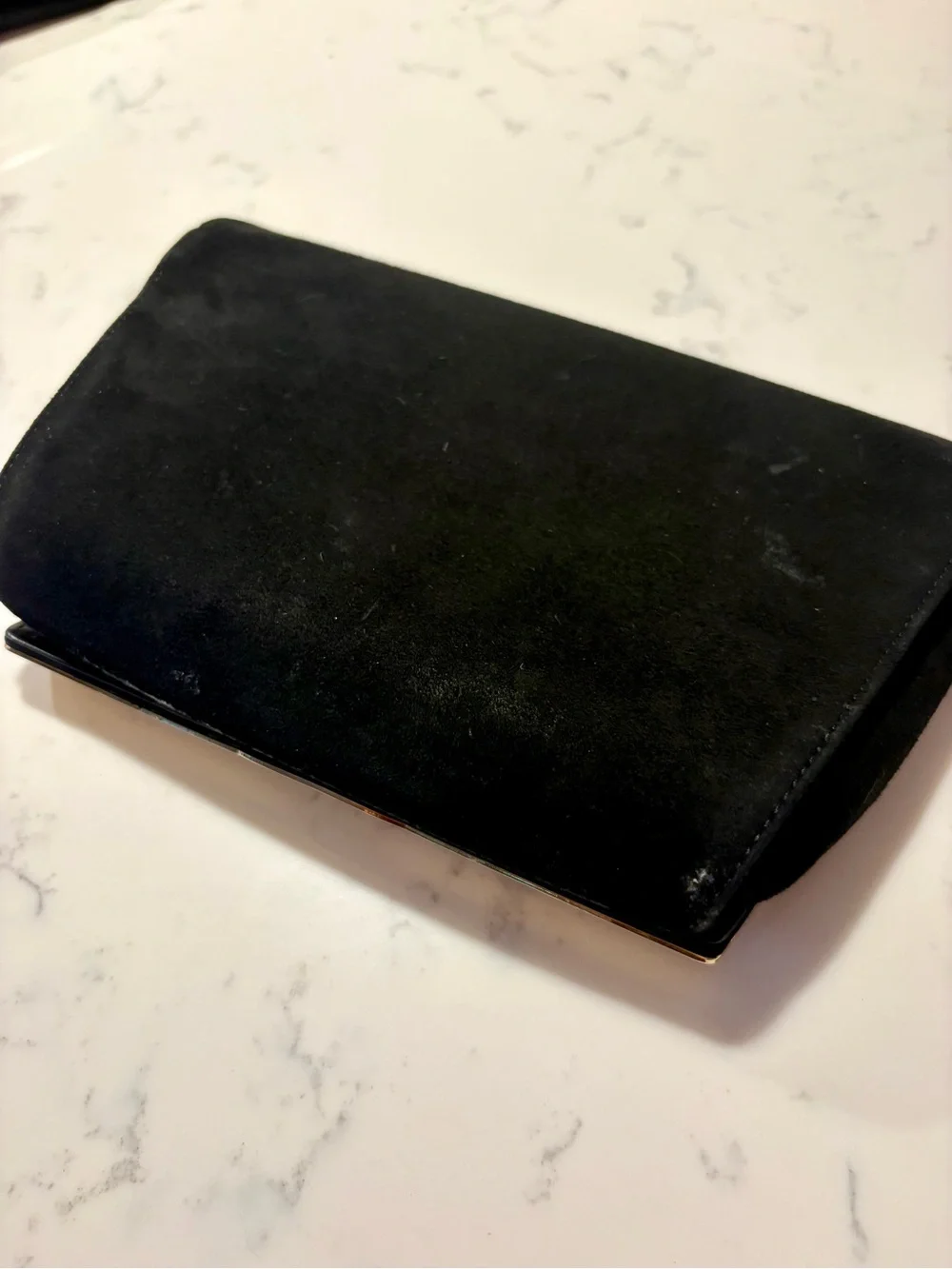 Black suede evening clutch